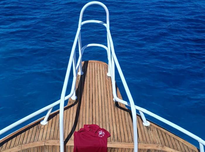 Teak bow deck